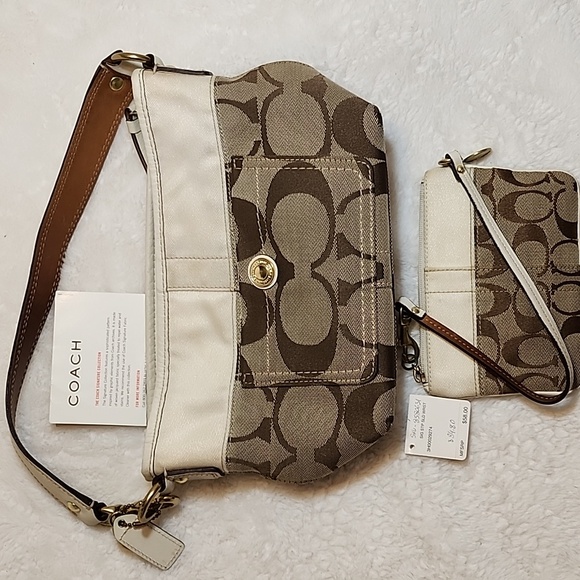 Coach Y2K Soho Brown/Beige Signature Canvas Front Pocket Baguette Bag W/ Wallet - Picture 13 of 16